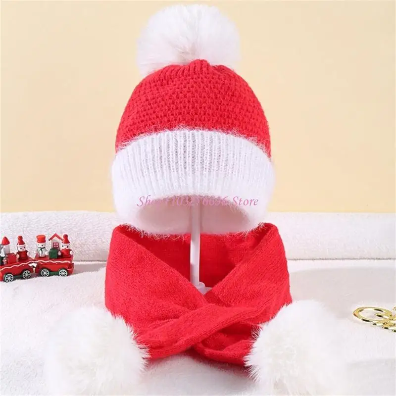 Gorro de invierno infantil con pompón y cuello de punto - imagen 2
