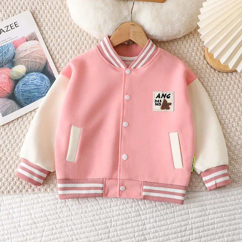 Ropa de béisbol para niños y niñas, chaqueta, ropa infantil de primavera, chaqueta de ocio gruesa, cárdigan de moda para niños, sudadera - imagen 3