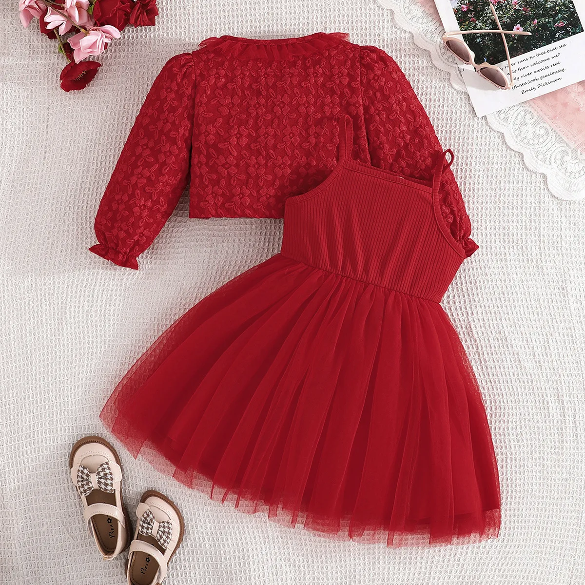 Conjunto de verano para niña con vestido princesa y blusa lazo - imagen 2