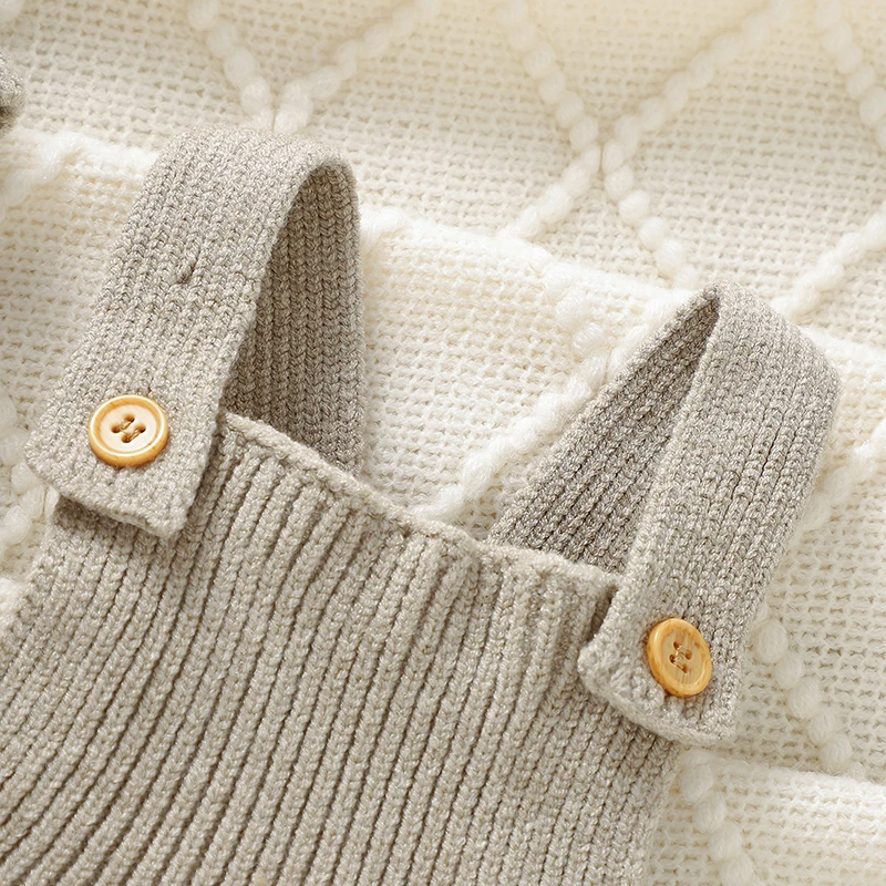 3 unids/set de ropa de bebé de punto sólido de ganchillo para recién nacidos, peleles tejidos sin mangas, sombreros, calcetines, trajes para bebés de 0 a 18m - imagen 5