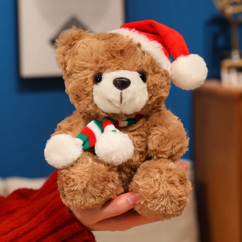 Oso de peluche navideño con bufanda y gorro para niños - imagen 2