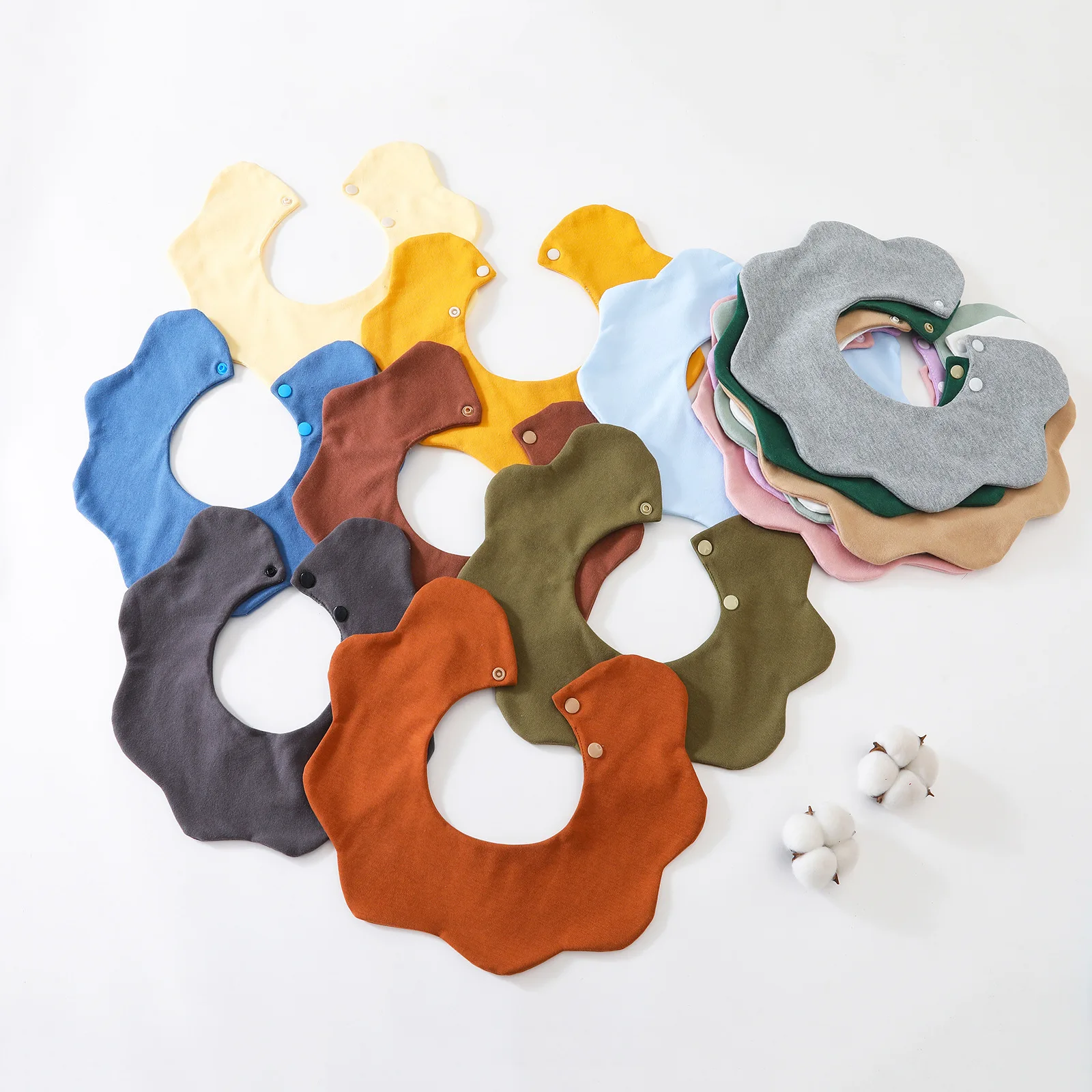 Babero liso 100% de algodón para alimentación de bebé, nueva toalla de Saliva de pétalos de algodón para bebés, paño suave para eructar para recién nacidos, Baberos para niños pequeños - imagen 4