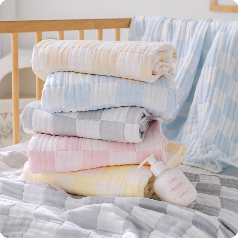 Mantas de algodón de bambú de 6 capas para bebé, funda para siesta, colcha fina, Toalla de baño de burbujas suave para recién nacido, manta envolvente de muselina, ropa de cama para bebé - imagen 2