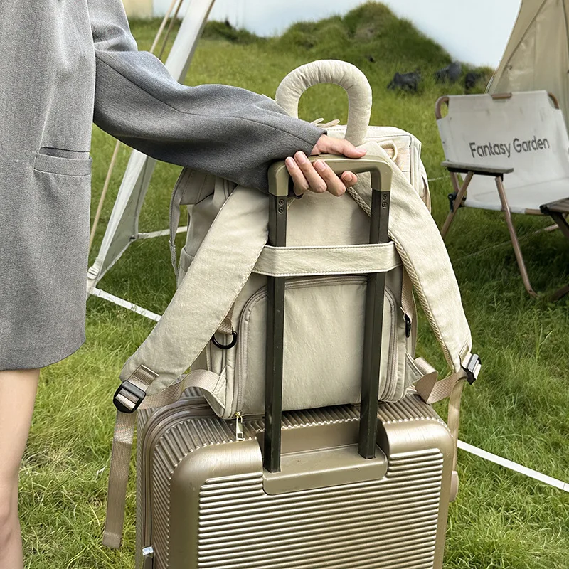 Bolsa de pañales informal de gran capacidad, bolso de maternidad multifunción para mamá con bolsillo separado en seco y húmedo, organizador de artículos esenciales para bebé de viaje - imagen 4