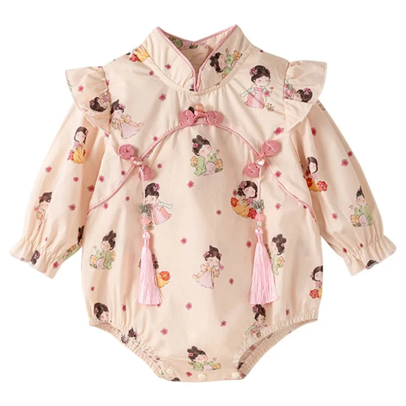 Mono de algodón de manga larga para bebé niña con estampado suave - imagen 5