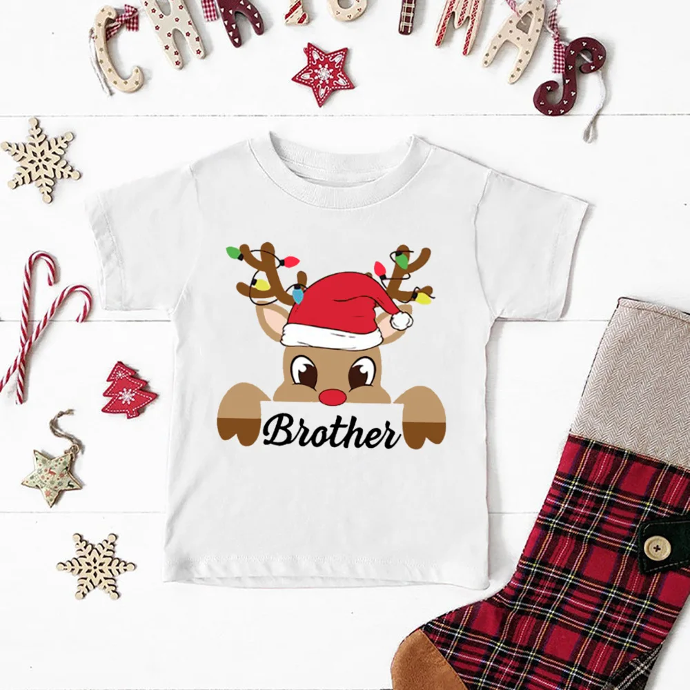 Traje navideño a juego con estampado de ciervos para mamá, papá, niños, camisas a juego para bebés, Top, pelele, traje familiar de Navidad, camiseta de vacaciones - imagen 5