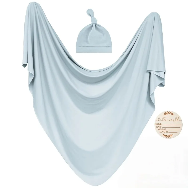 Conjunto gorro y manta para bebé - Envolvente color sólido y cómodo - imagen 3