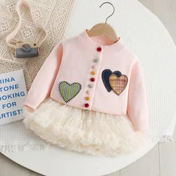 Milancel Conjunto otoñal para niñas: cárdigan de punto y falda tutú