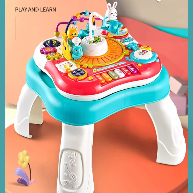 Mesa de actividades multifuncional para bebés, juguete educativo para 6-12 meses más, escritorio de aprendizaje desmontable, múltiples modos, regalo para niños y niñas - imagen 3