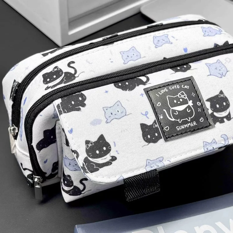 Bolsa escolar de lona con diseño de gato para niños - imagen 4