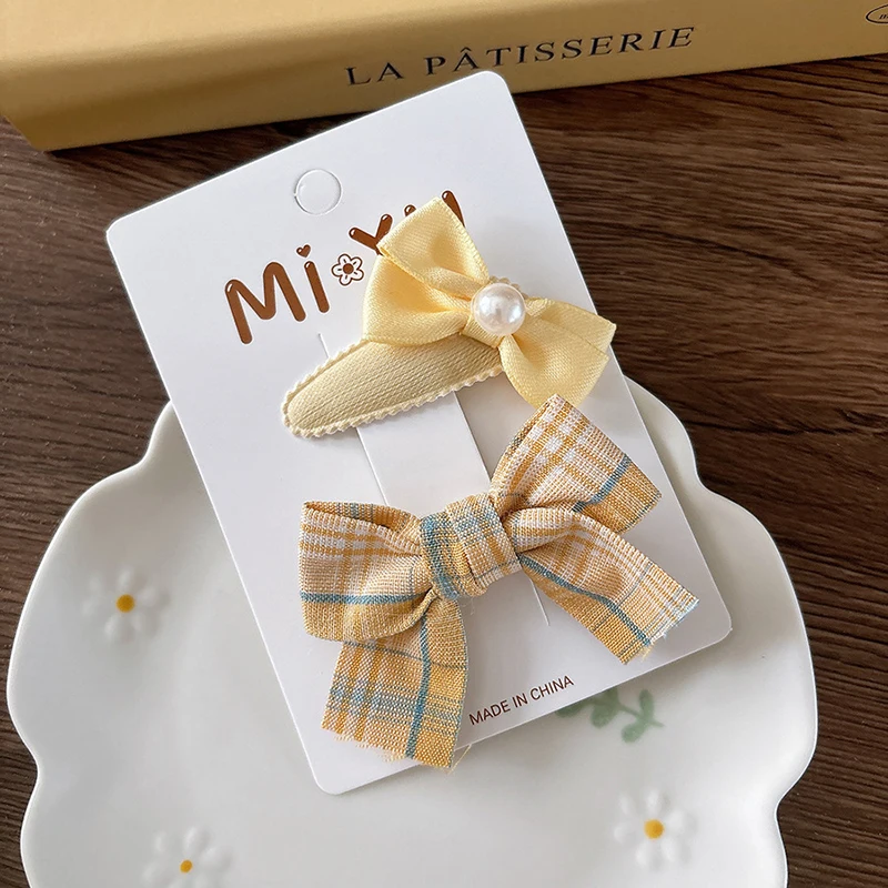 Pinzas para el cabello amarillas dulces para niñas, horquilla versátil a la moda para niños, estilo lazo amarillo, flequillo de flores, Clips Bb, accesorios para el cabello - imagen 4