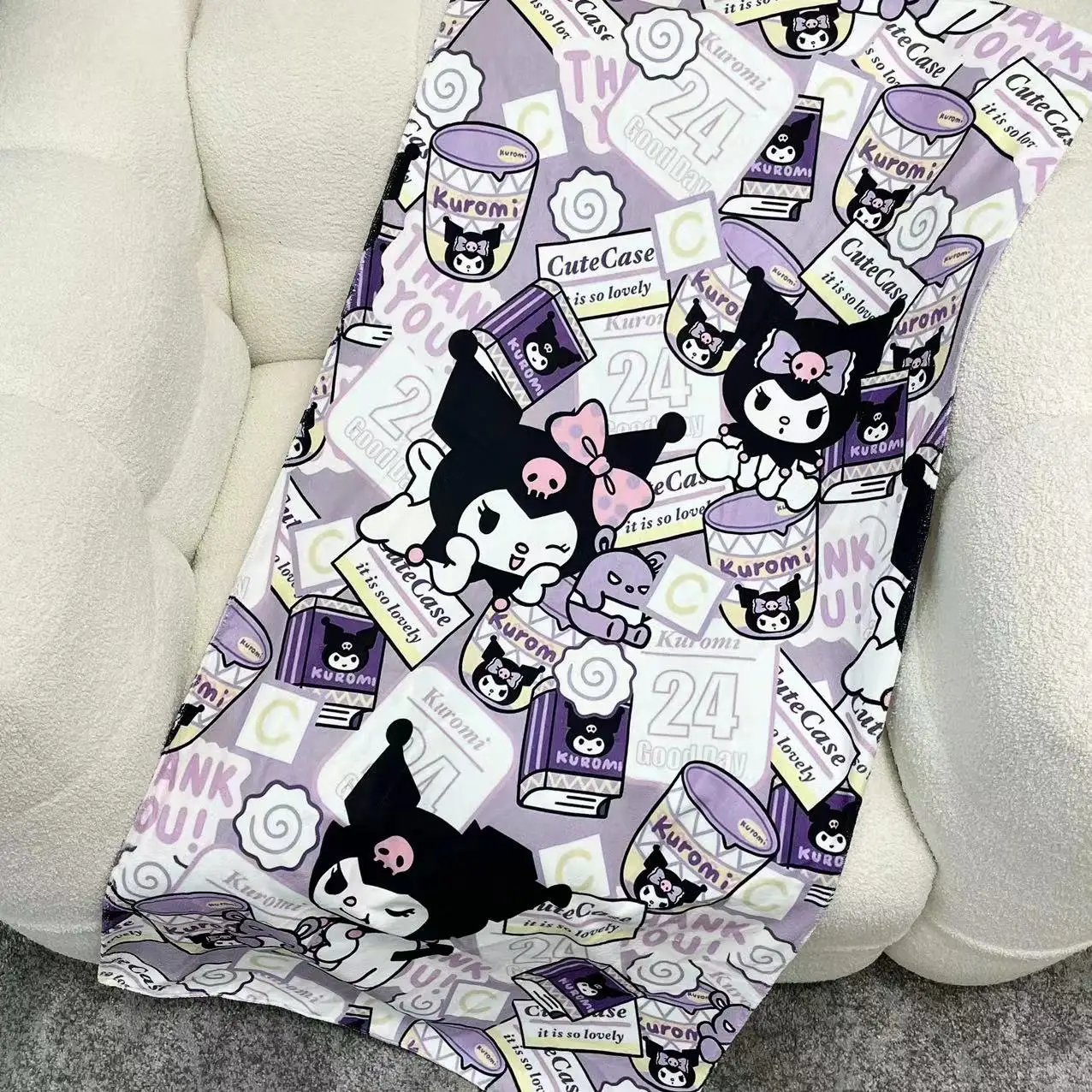 Sanrio-Toalla de baño con estampado de dibujos animados para niña, Pochacco de Hello Kitty, Cinnamoroll, Kuromi My Melody, playa, viaje - imagen 3