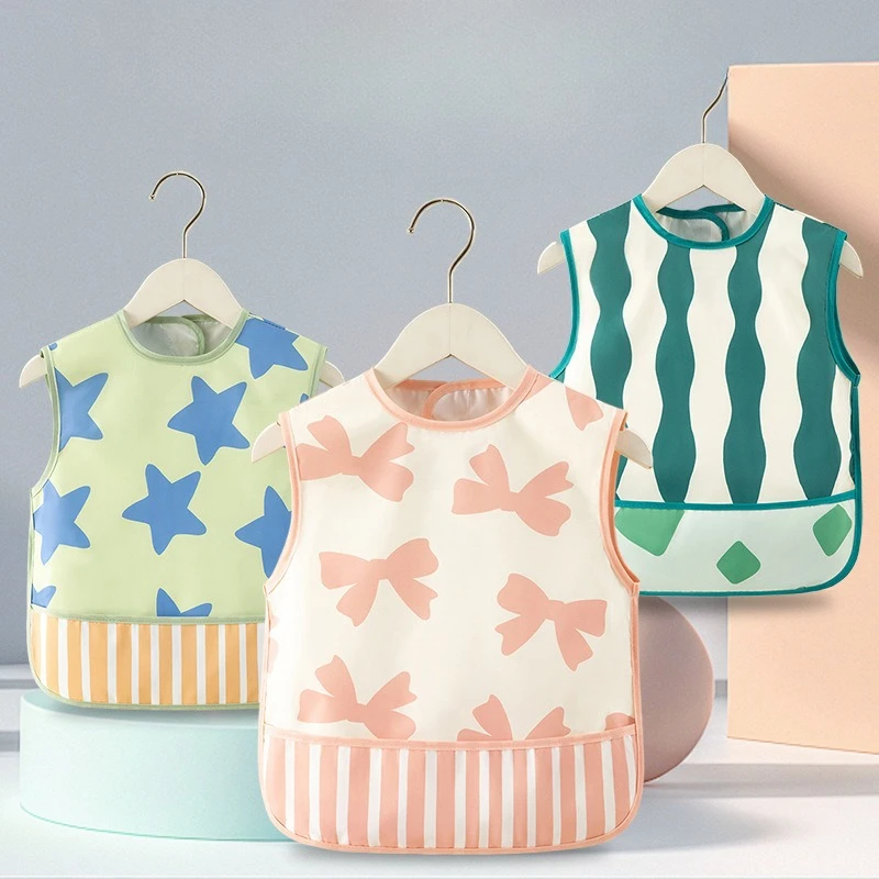 Baberos sin mangas para alimentación de bebé, paños para eructar con lazo de estrella, impermeables, a prueba de polvo, accesorios para niños