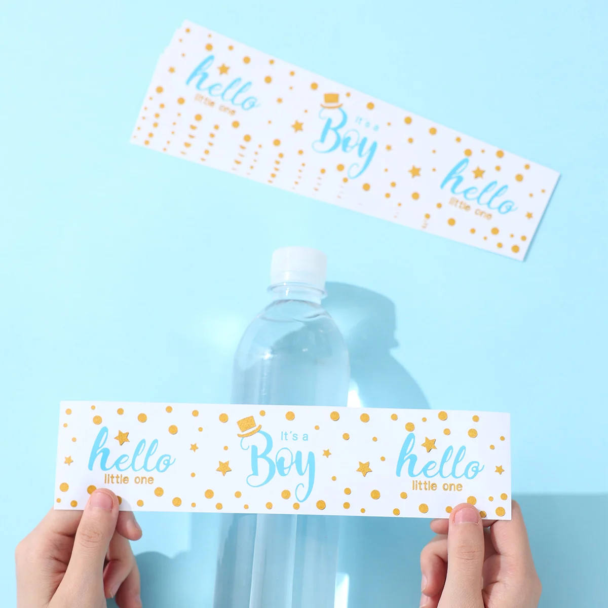 10/24 Uds botella de agua etiqueta género revelar Pastel Baby Shower autoadhesivo niño o niña pegatina de cumpleaños decoración de fiesta ﻿ - imagen 3
