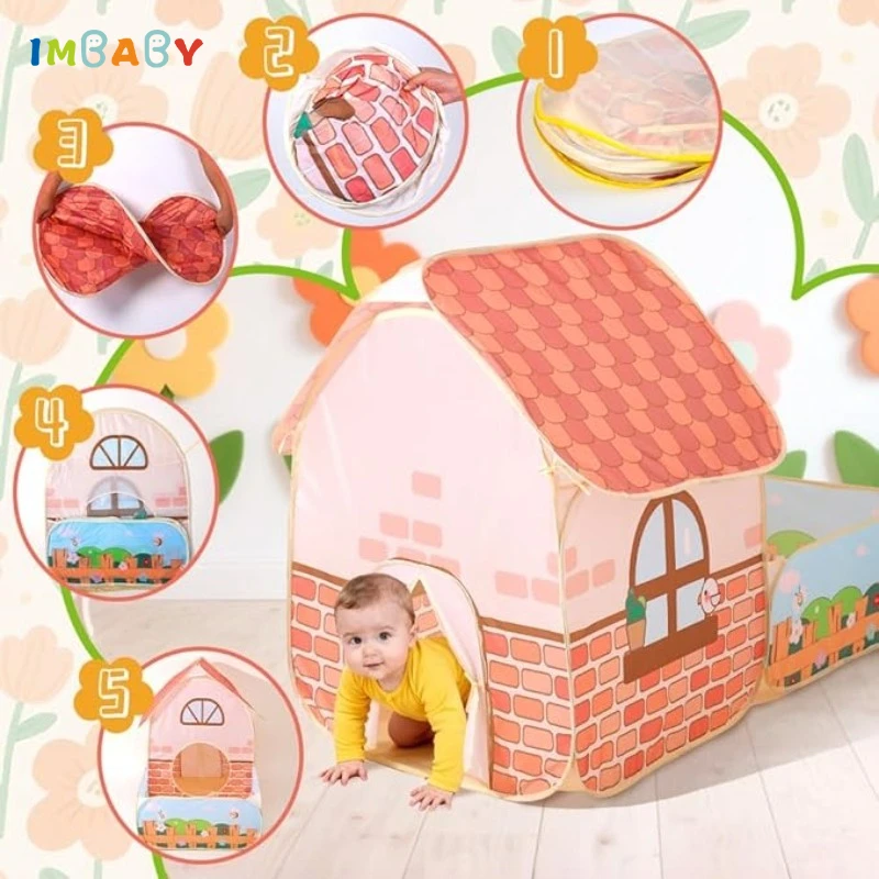 Casita infantil plegable e impermeable con piscina de bolas - imagen 4