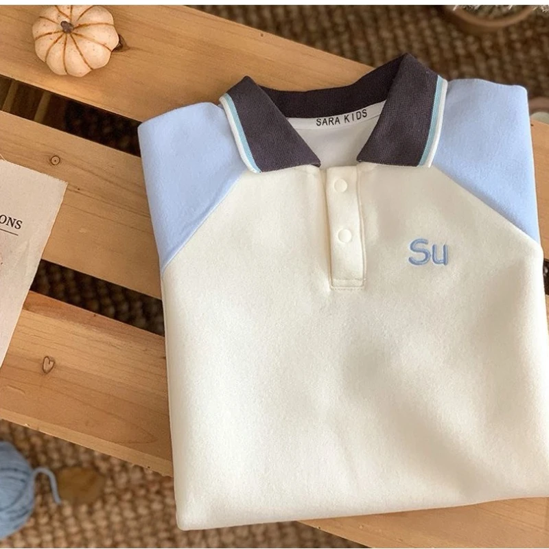 Pelele tipo Polo con solapa para bebé, Unisex, para otoño, Bordado de letras infantiles, ropa bonita para orugas, mono de Halloween de manga larga para niñas y niños - imagen 4