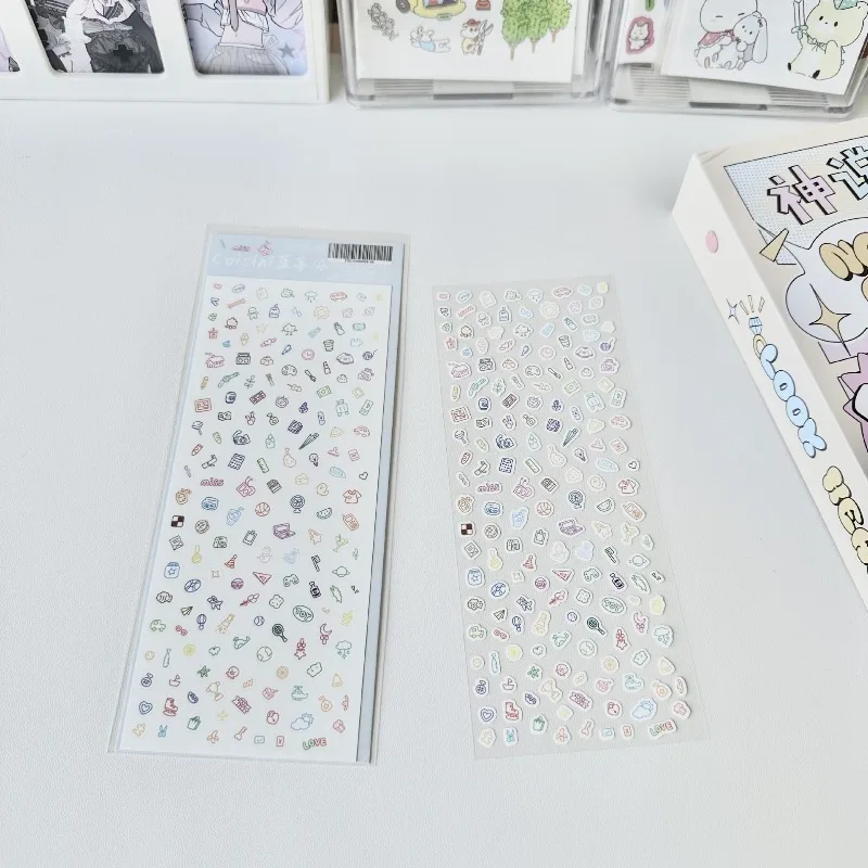Pegatina decorativa con pequeño patrón de dibujos animados, Cuenta de mano, tarjeta de estrella, álbum de fotos, planificador, álbum de recortes, cuaderno, diario, pegatinas decorativas - imagen 5