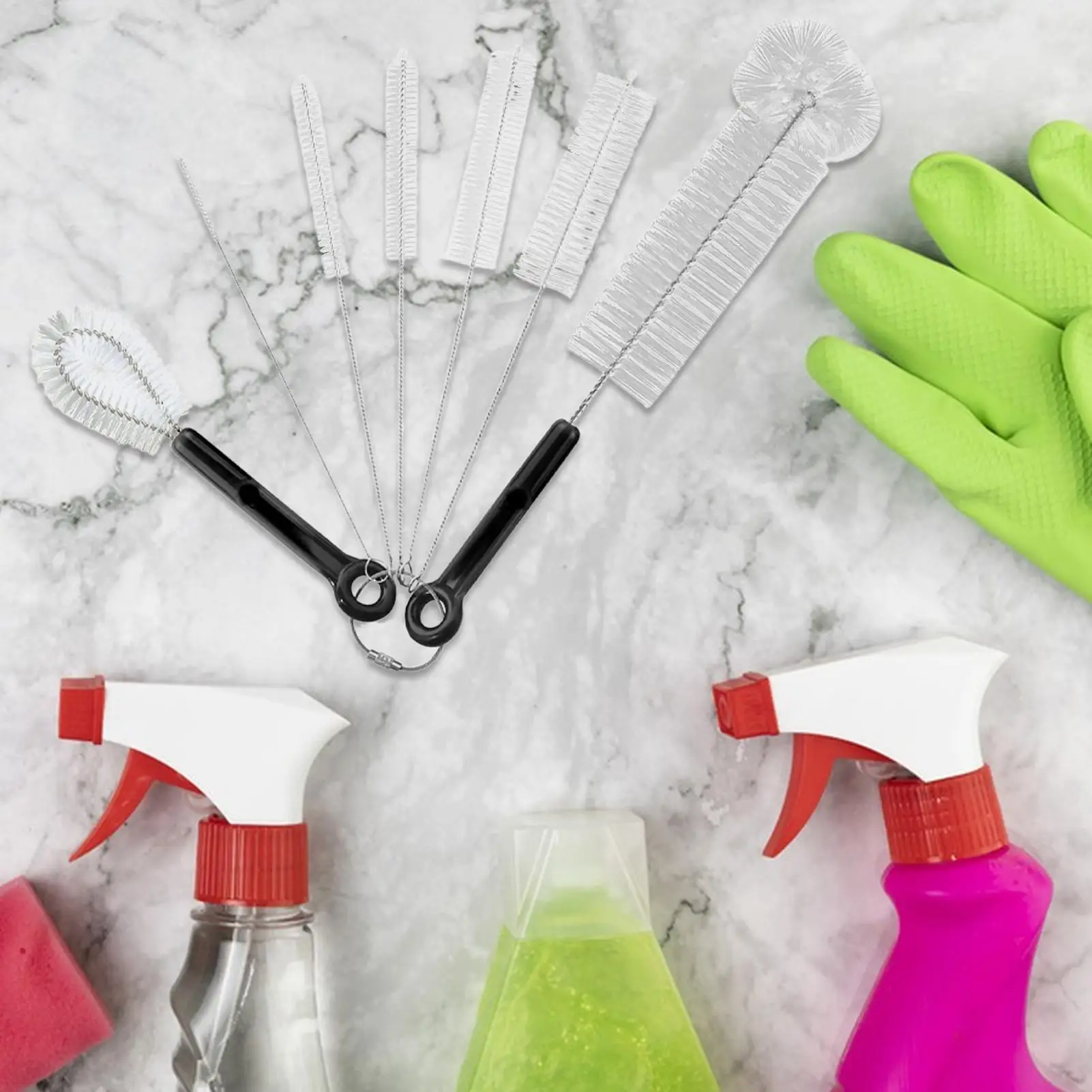 Juego de cepillos para botellas de viaje, 7 piezas, juego de limpieza de cepillos para botellas y pajitas, exfoliante de paja multifuncional flexible para taza de agua estrecha - imagen 4