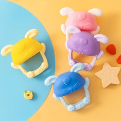 Guantes mordedores de silicona para niños, juguete de dentición de conejo de dibujos animados, cuidado Dental de encías, mordedor de mano anticomer, productos para bebés, 1 unidad