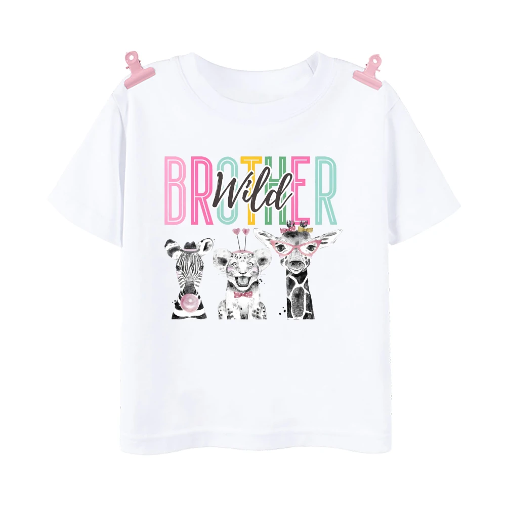 Camisas a juego con estampado de dos animales salvajes para fiesta en la jungla, papá, mamá, hermana, traje a juego para niños, camiseta, ropa familiar de cumpleaños - imagen 5