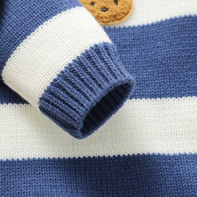 Peleles bonitos para bebé, monos, ropa a rayas azules y blancas, trajes tejidos para recién nacidos, niños y niñas, monos de una pieza para niños pequeños - imagen 4