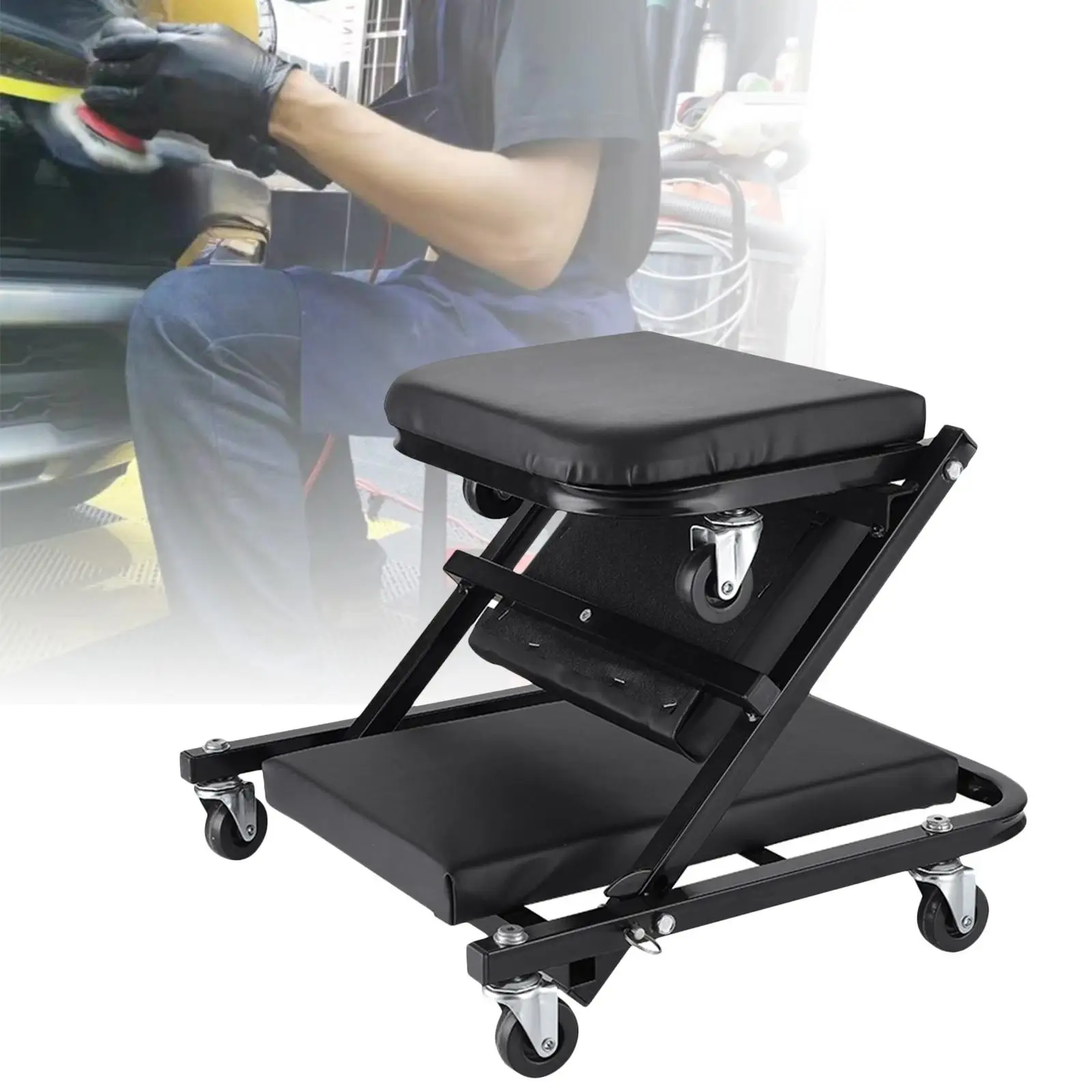 Creeper automotriz genérico 36 ''2 en 1 Z asiento creeper negro se vuelve o sentarse estable plegable resistente debajo del rodillo del coche Creeper - imagen 3