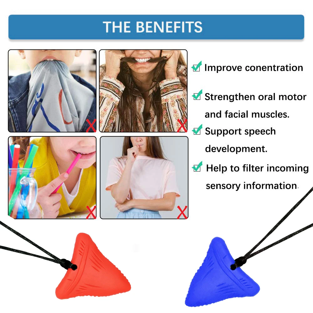 Collares masticables sensoriales para niños con dentición, TDAH, autismo, necesidades mordedores, mordedor masticable con motor oral, masticable de silicona - imagen 2
