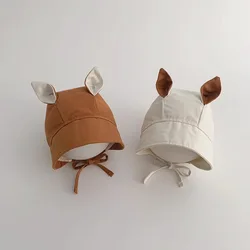 Gorro de algodón transpirable con orejas de conejo para recién nacido