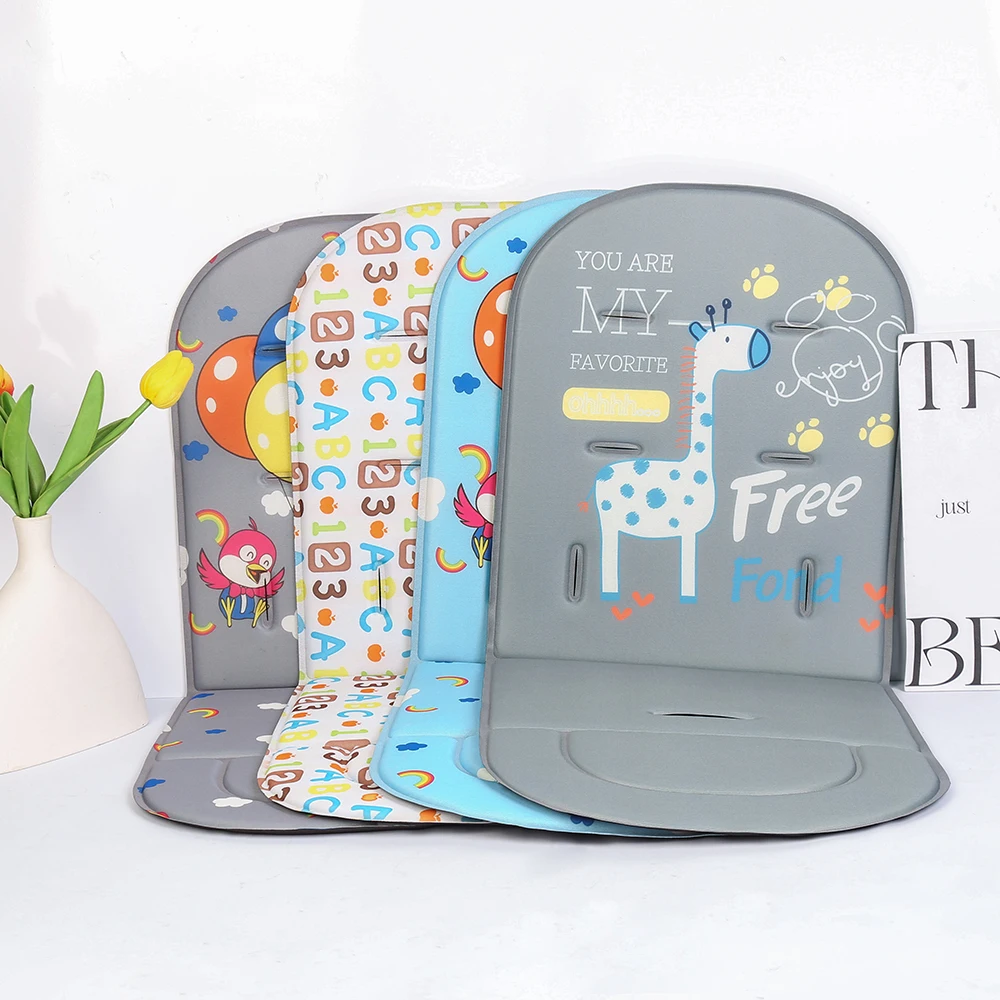 Asiento de cochecito de dibujos animados para todas las estaciones, cojín fino Universal para cochecito, cojín para asiento de silla alta con soporte para respaldo, cojín para cochecito - imagen 4