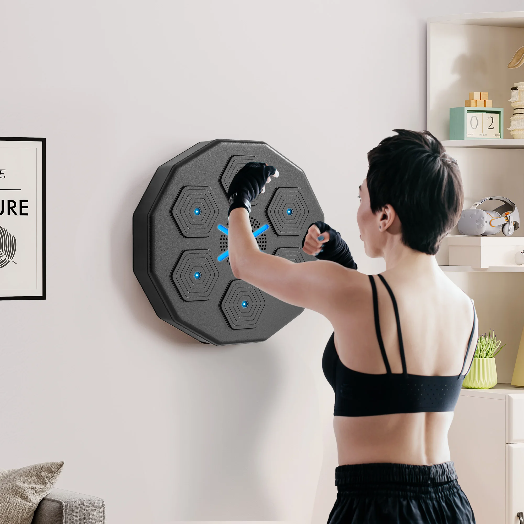SPORTNOW Boxeo Pared Musical con Guantes y Conexión Bluetooth, Máquina Boxeo Musical Pared con Luces LED, para Adultos y Niños en Casa, Oficina, Gimnasio - imagen 2