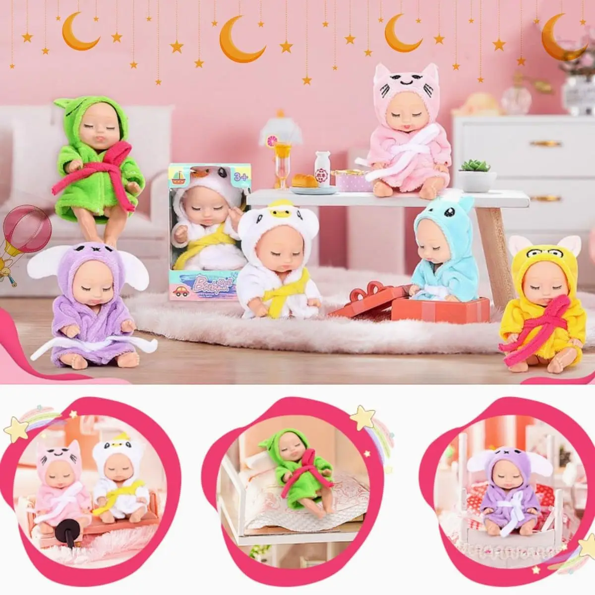 Mini muñeca bebé reborn para dormir – Set de princesa - imagen 2