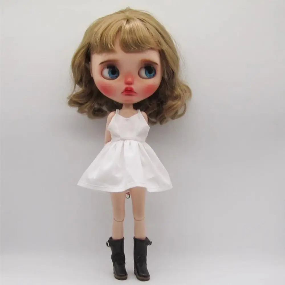 Vestido de tirantes a la moda, Mini vestido bonito de princesa con cuello en V, accesorios DIY, falda para muñecas azone ob22/24/27 para muñecas blythe