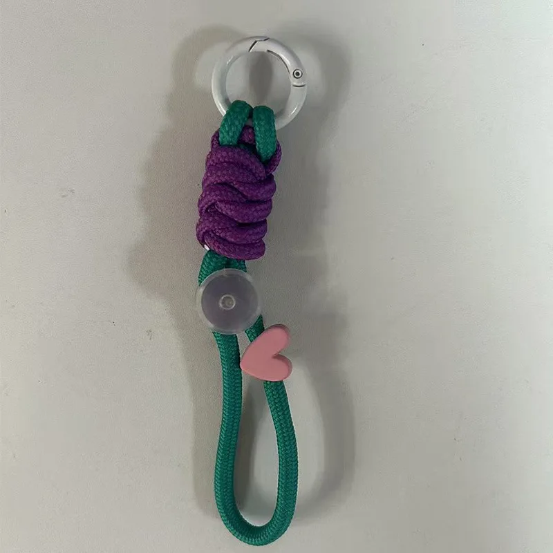 LLavero de moda con cordón trenzado creativo para mujer, funda de teléfono, correa de cuerda con nudo antipérdida, llaveros de coche, accesorios Diy - imagen 5