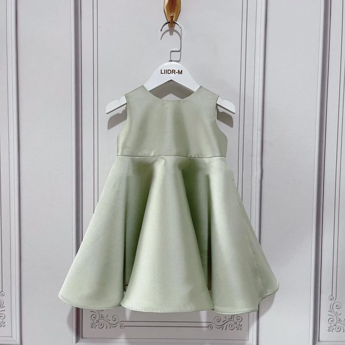 Vestido de niña de flores verde aguacate de estilo coreano con capa, cuello redondo, tutú de Color sólido para vestido de princesa de boda de 1er cumpleaños de bebé - imagen 4