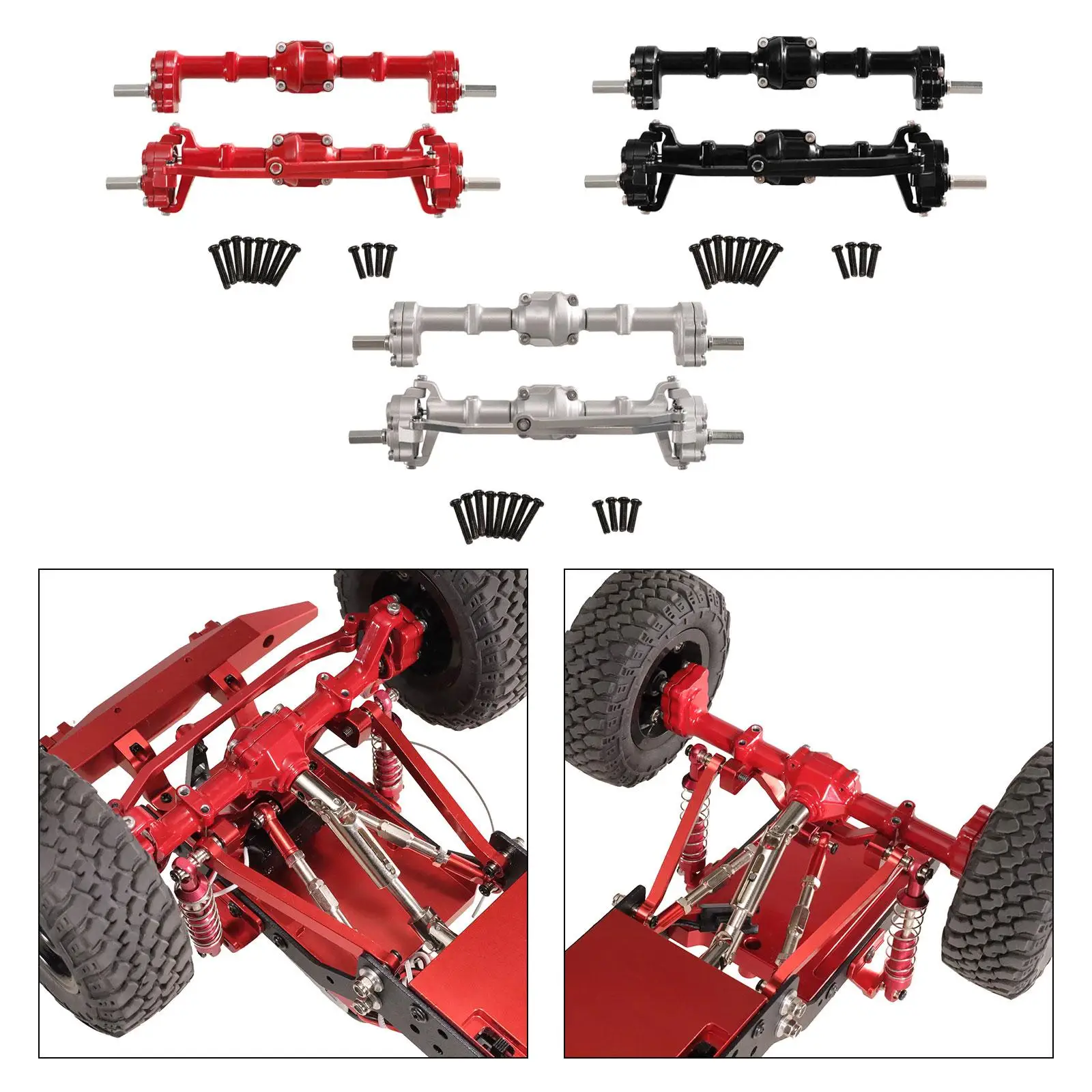 Front and Rear Portal Axles Accessory Replacement Upgrades Parts with Screws Spare Parts for 1/12 LC79 RC Car D90 D91 D96 99S