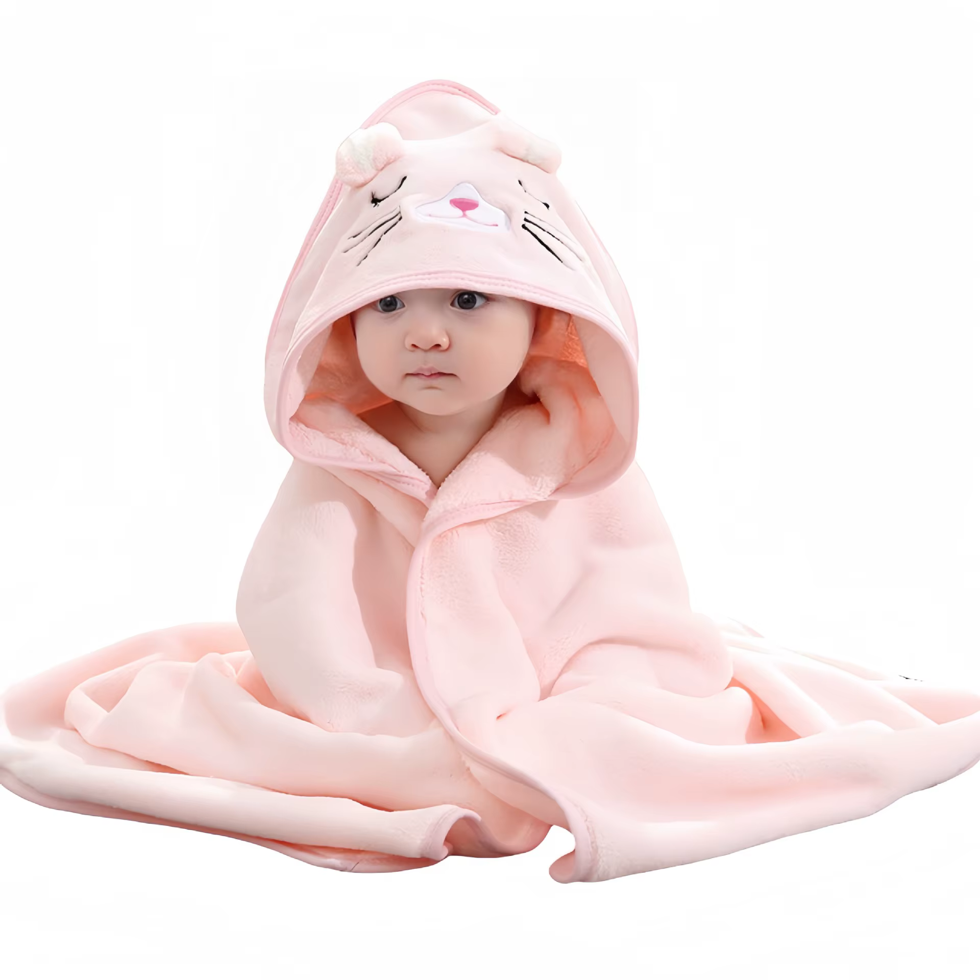 Manta bebé con capucha de tejido coral – Suave y calentita - imagen 5