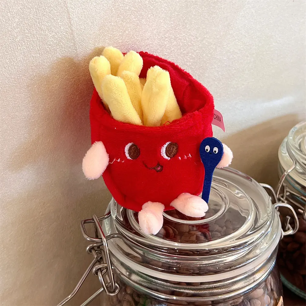 5 unids/set creativo patatas fritas hamburguesa bolsa colgante pareja felpa colgante decoración niña corazón coche llavero pequeña muñeca - imagen 4