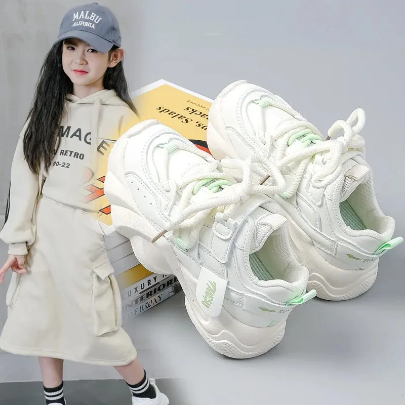 Zapatos de invierno para niños, calzado deportivo antideslizante y transpirable para niñas, zapatos escolares a la moda para correr, otoño 2025 - imagen 2