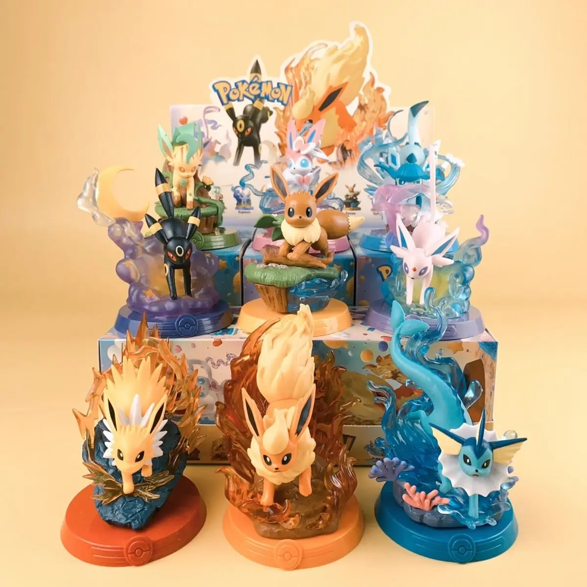 Figuras de Pokémon Eeveelution de 9 estilos, Espeon Sylveon Glaceon Leafeon Vaporeon Umbreon Flareon, figura de Anime, juguete monstruo de bolsillo - imagen 5