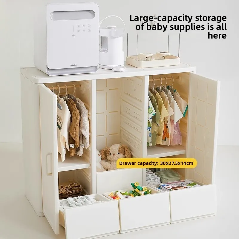 Gabinete de almacenamiento grande para bebés, organizador de guardarropa para niños pequeños, estante de almacenamiento para niños con estantes ajustables, materiales seguros para guardería - imagen 2