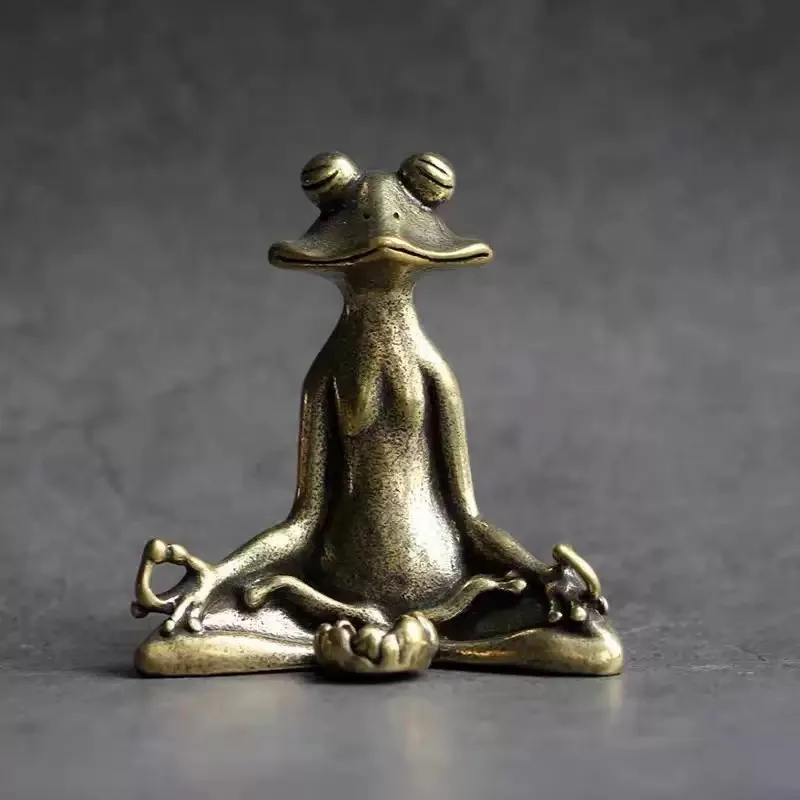Estatua rana budista Zen latón quemador incienso escritorio hogar - imagen 2