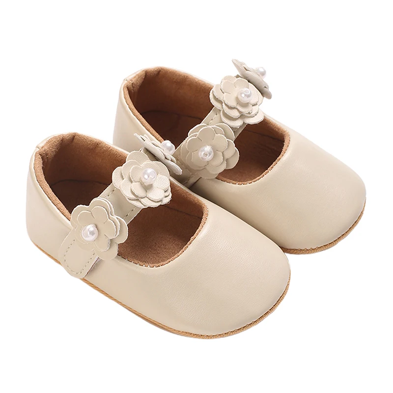 Zapatos de princesa para niñas, zapatos de primeros pasos con parte inferior antideslizante y flores de cuero PU suave, zapatos para niños pequeños - imagen 2