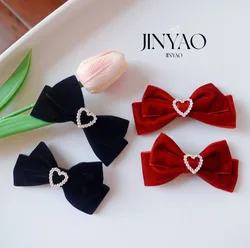 Lazos de terciopelo doble capa con clip cocodrilo Navidad para niñas