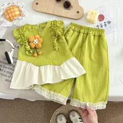 Conjunto de verano para niña – Top floral sin mangas y cuello redondo