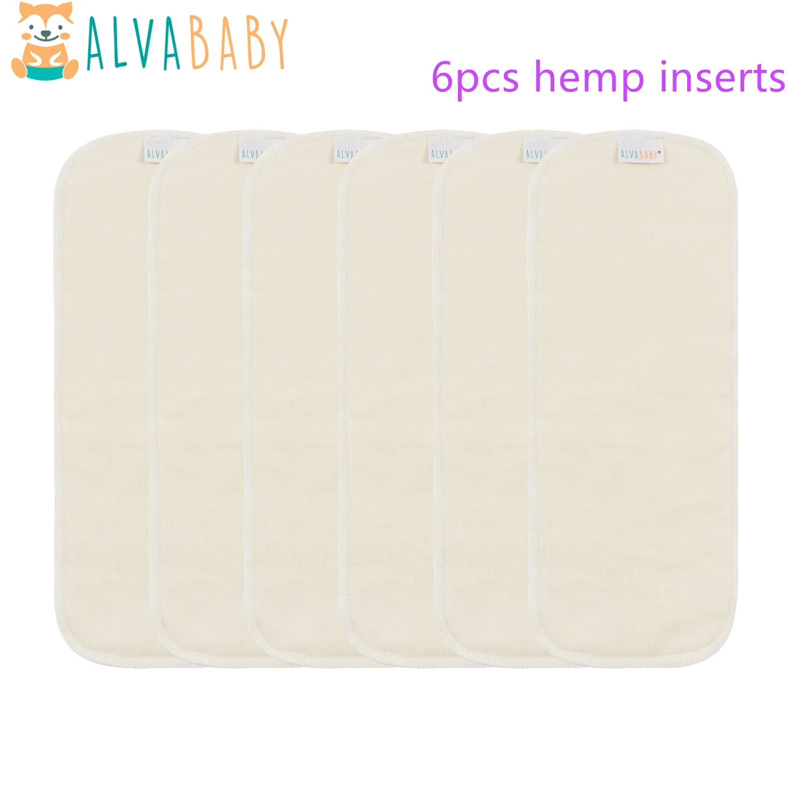 6 uds ALVABABY insertos de cáñamo inserto de pañal de tela reutilizable lavable 4 capas inserto de pañal de cáñamo (versión 2,0)