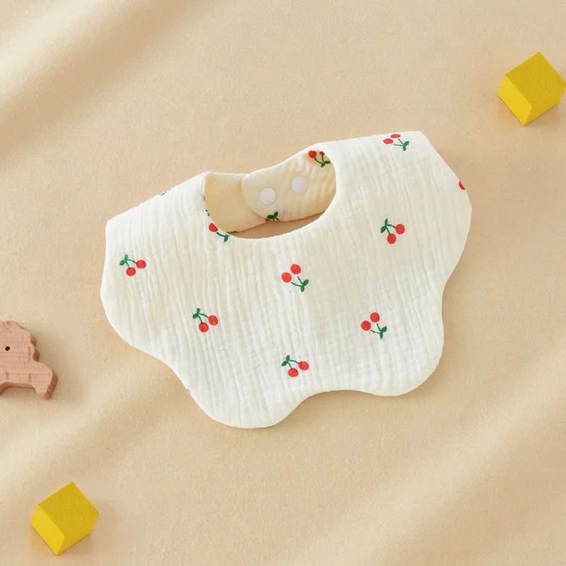 Precioso babero de gasa de algodón de 6 capas para alimentación de bebé, babero para bebés, toalla de Saliva ondulada de dibujos animados, paño suave para eructar, Baberos para niños recién nacidos - imagen 4