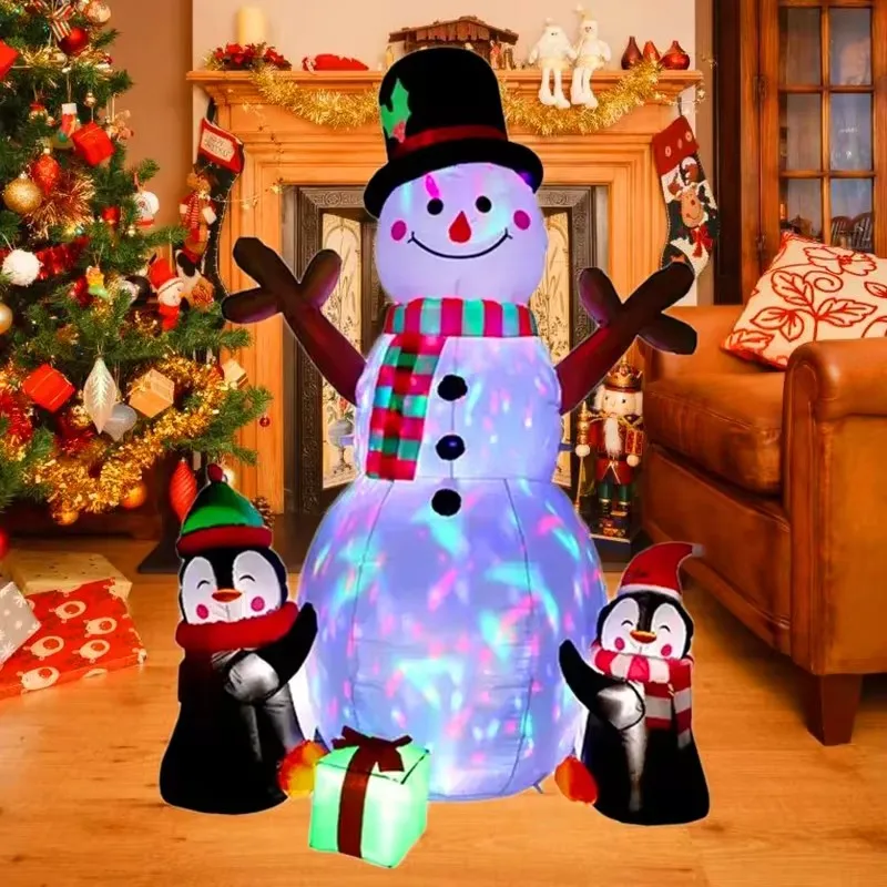 Juguetes inflables con luces LED, decoración de Navidad, 1,8 M, muñeco de nieve, pingüino, regalo de Navidad, utilería para patio, decoración interior y exterior - imagen 5