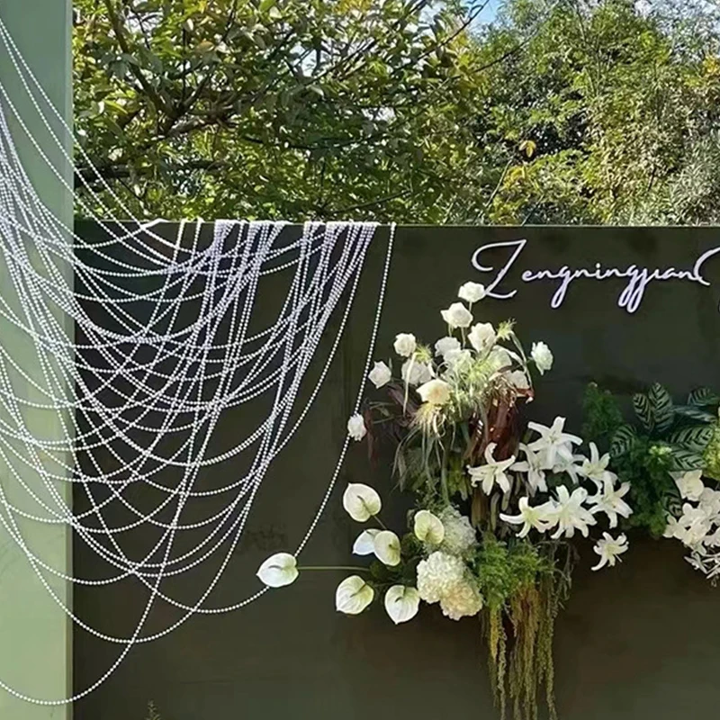 5 metros/juego de cadena de perlas blancas, tamaño disponible de 4/5/6mm, Material decorativo DIY, cortina de cuentas, embalaje de regalo Floral para fiesta de boda ZYF - imagen 5