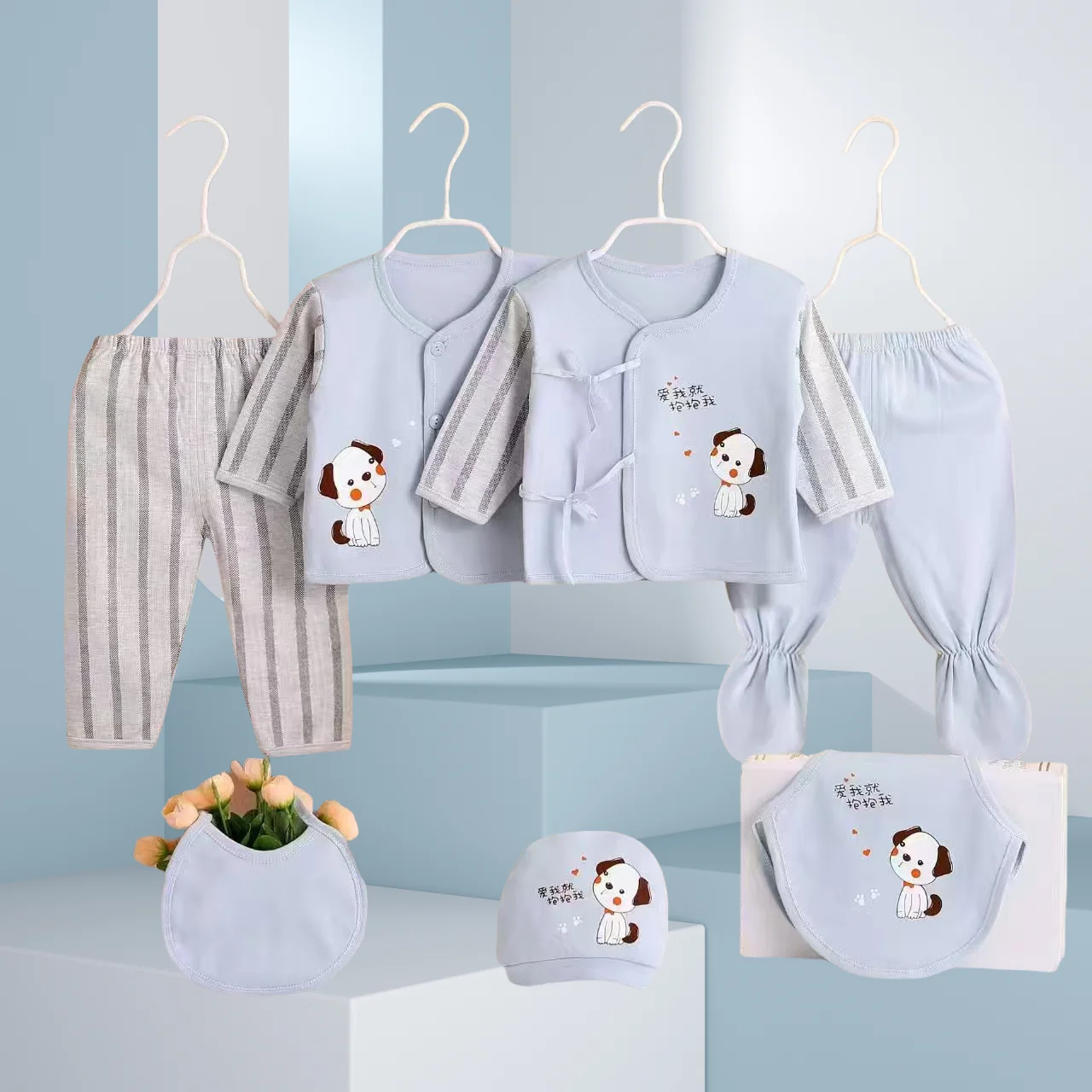 Conjunto de algodón para bebé niña con gorrito - imagen 3