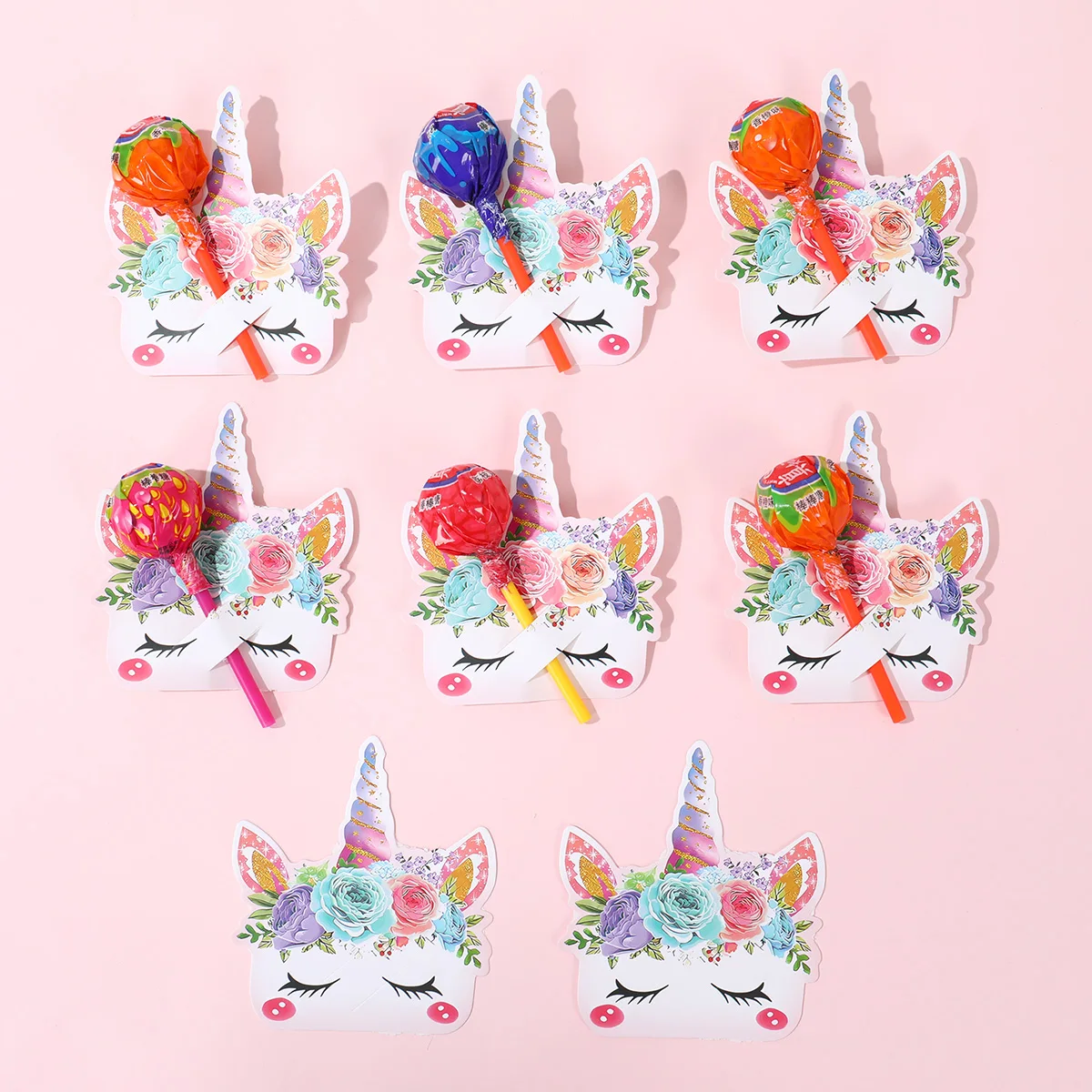 24/48 Uds insecto mariquita rosa púrpura mariposa soporte para paletas tarjetas paquetes de dulces para regalo del Día de los niños decoración de fiesta de cumpleaños - imagen 4